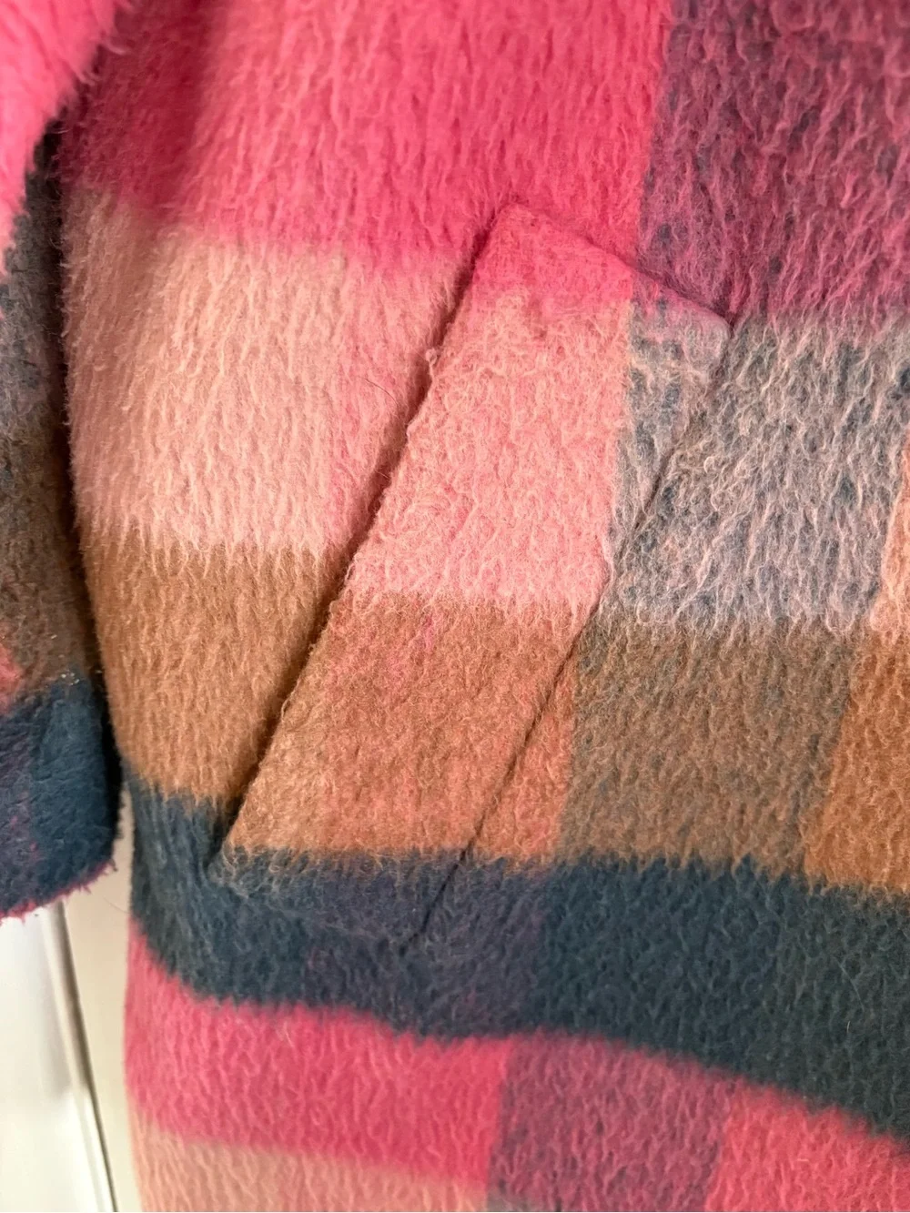 Ann Taylor Plaid Wool Blend Boucle Cocoon Coat- Size Large